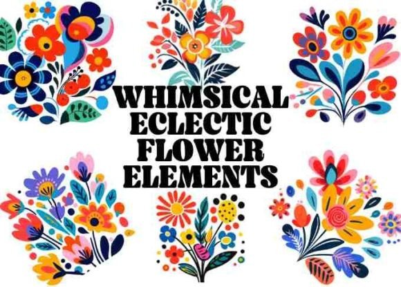 Download Whimsical Eclectic Flower Elements - Whimsical Collection