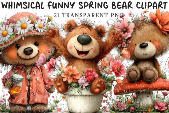 Download Whimsical Funny Spring Bear Clipart - Whimsical Collection