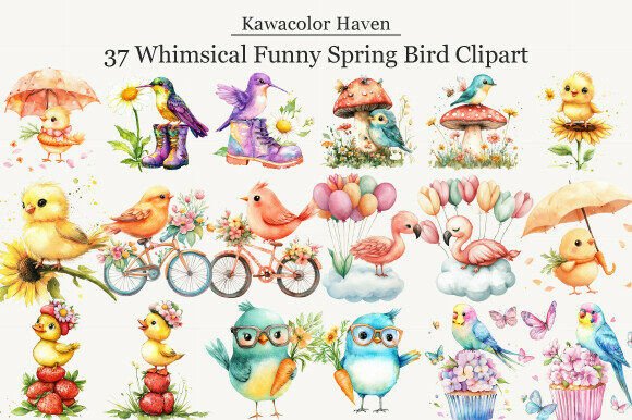 Download Whimsical Funny Spring Bird Clipart - Whimsical Collection