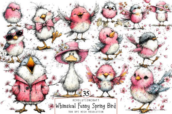 Download Whimsical Funny Spring Bird Clipart - Whimsical Collection