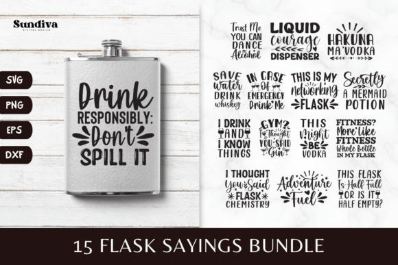 Download 15 Flask Alcohol Quotes SVG Bundle - Alcohol Collection