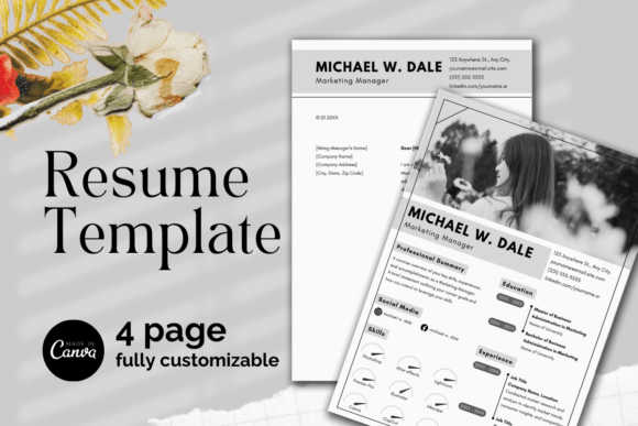 Download Black and Write Resume Canva Template - Write Collection